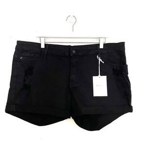 KanCan Black Distressed Jean Shorts Cuffed Hem Stretch Denim Plus Size 3x
